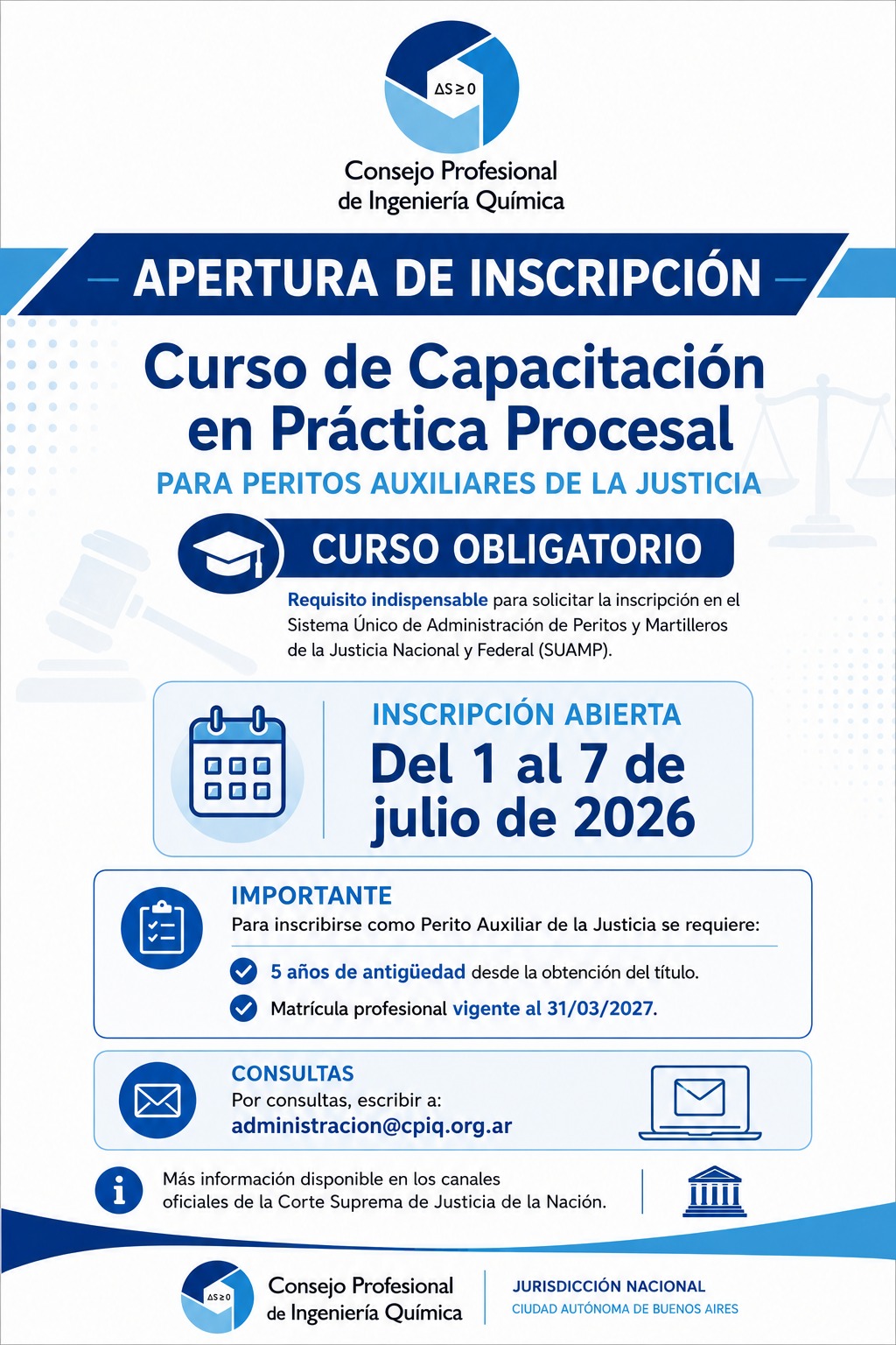 Curso de Capacitación en Práctica Procesal para Peritos Auxiliares de la Justicia